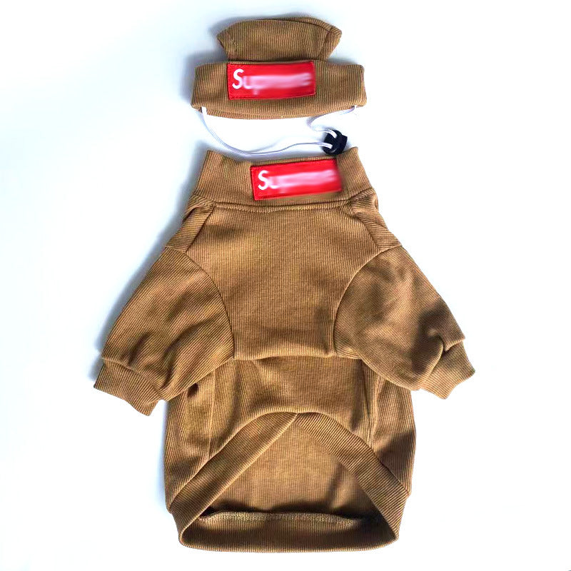 HYGGEPET Pet Clothing Fashion Brand Street Dog Clothing Fadou Teddy Schnauzer Undercoat Hat Set