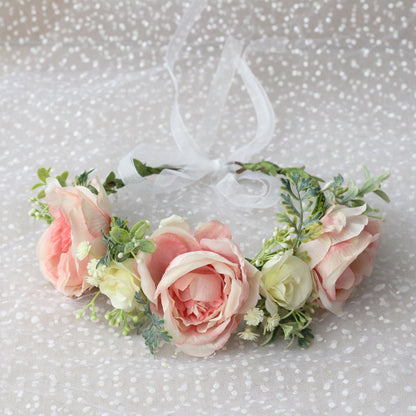Korean style flower garland headwear fresh large peony flower crown runway dance party headband vacation countryside headband