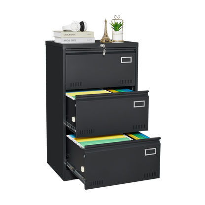 Filing Cabinet Lateral File Cabinet 3 Drawer Blcak Locking Metal File Cabinets Three Drawer