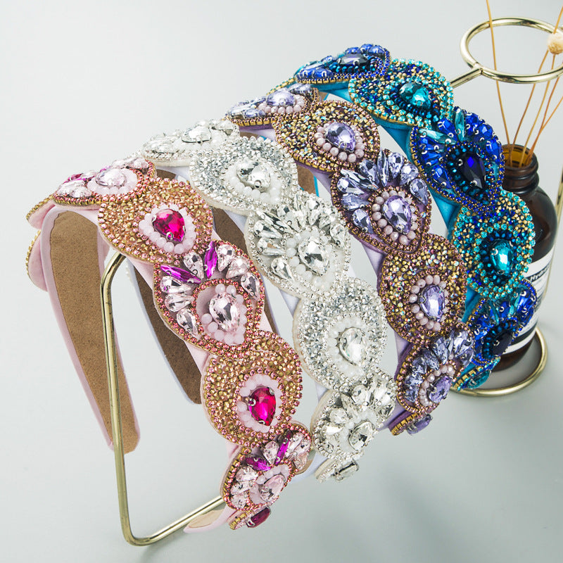 Hair Hoop Fashion Retro Baroque Crystal Head Hoop Korean High-End Hair Accessories Korean Version Of The Hair Cave