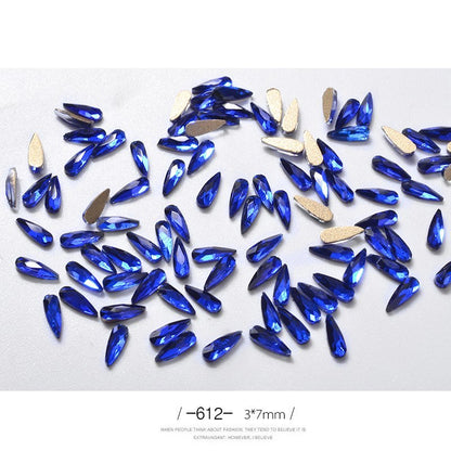 10Pcs Long Water Drop Rhinestone Nail Decor
