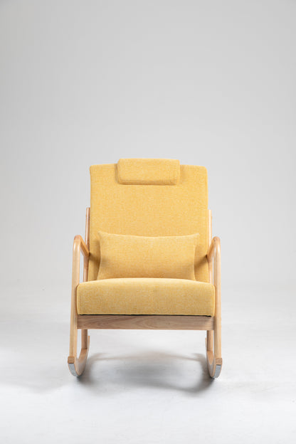 Rocking Chair Upholstered Fabric Rocking Armchair Indoor with High Backrest Glider Chairs and Lumbar Pillow for Living Room