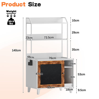 Graffiti with 2 storage racks and 1 door cat litter box shell, hidden cat litter box with rack shell furniture white