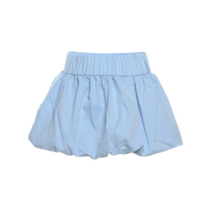 Pure Color All-matching Puffy High Waist Ultra Short Skirt