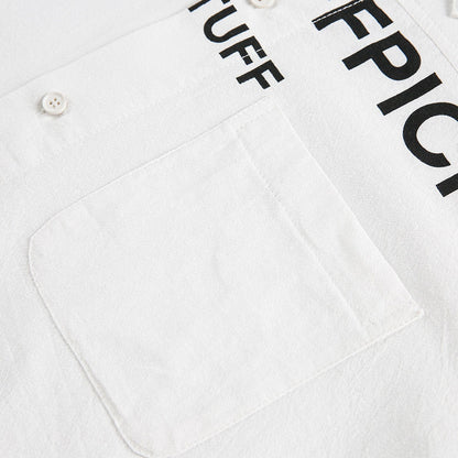 Alphabet Print Short Sleeve Shirt Workwear Japanese Style Loose Casual Design Summer Collar Shirt Men's Trendy