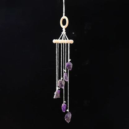 Natural crystal raw stone wind chime paper box set handmade DIY weaving home decoration car interior pendant