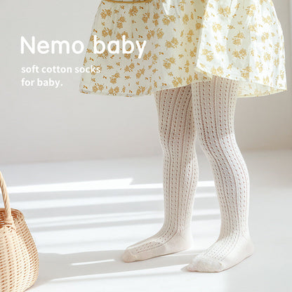 Spring And Summer Baby Girl Leggings Combed Cotton Boneless One-Piece Socks Mesh Outer Wear Cute Thin Children's Pantyhose