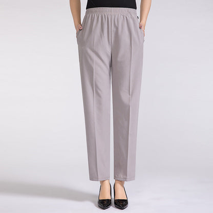 Plus Size Ice Silk Cropped Pants