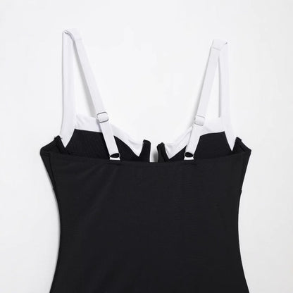 High fork V-neck vacation hot girl one-piece swimsuit female