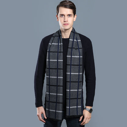 Simple Plaid Artificial Cashmere Warm Scarf