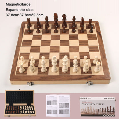 Magnetic Chess Folding Solid Wood Double Queen Set Chessboard Adult Board Game Children's Puzzle Toy