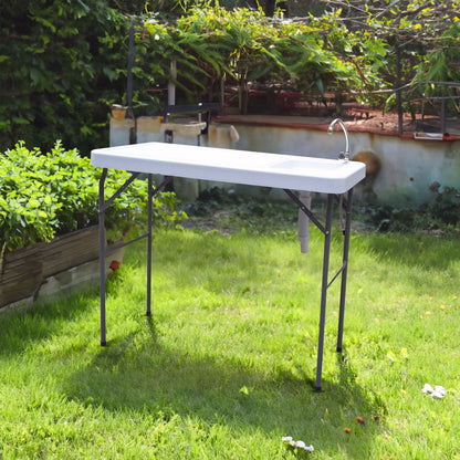 Outdoor Fish and Game Cutting Cleaning Table w/Sink and Faucet