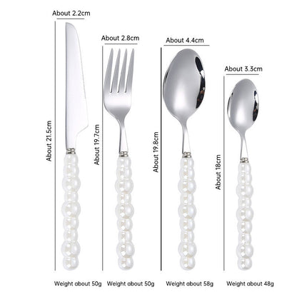304 stainless steel knife and fork spoon creative pearl ceramic handle tableware western steak knife and fork dessert spoon