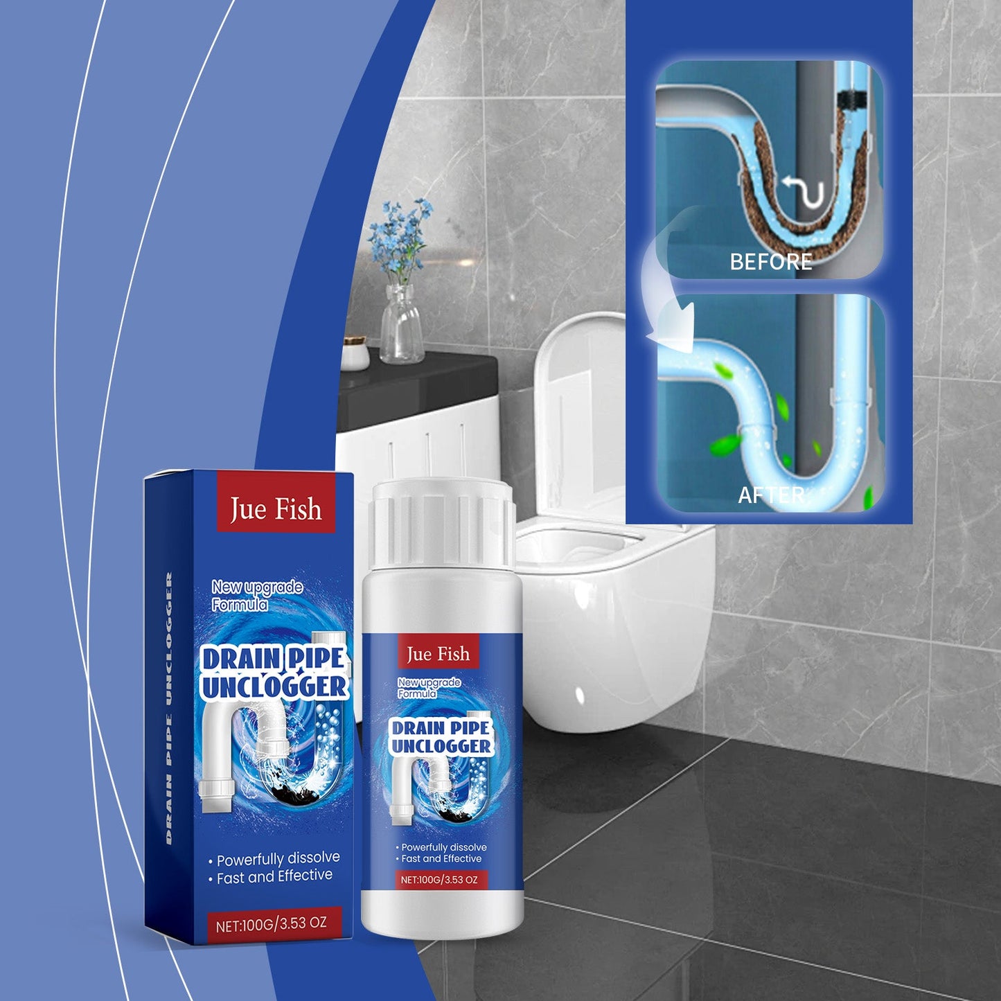 Drain Cleaner Bathroom Kitchen Pipe Drain Powerful Dredge Clean Clean Dirt