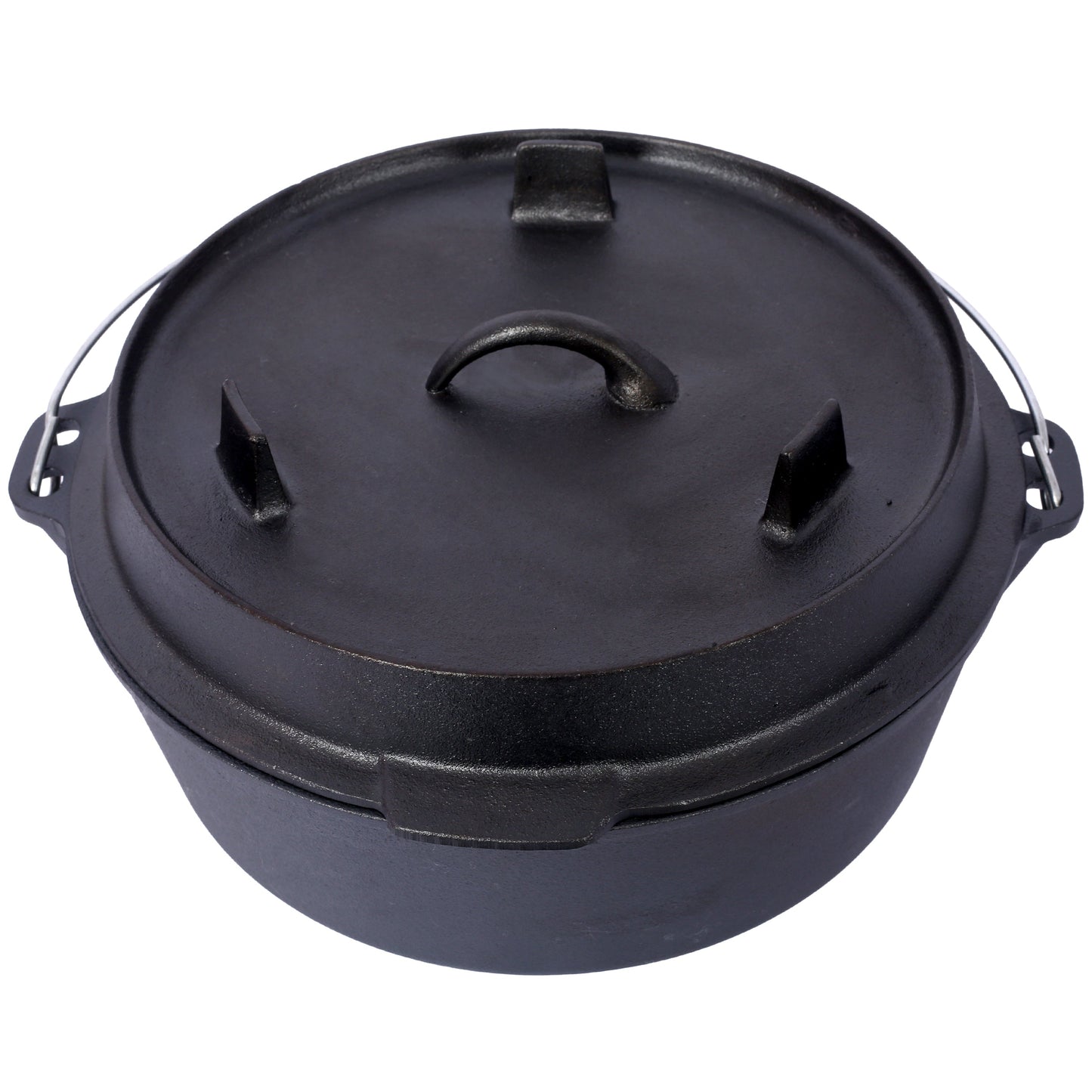 ast iron Dutch oven with lid, outdoor camping deep pot, used for camping, cooking, barbecue and leg rest,6 quarts