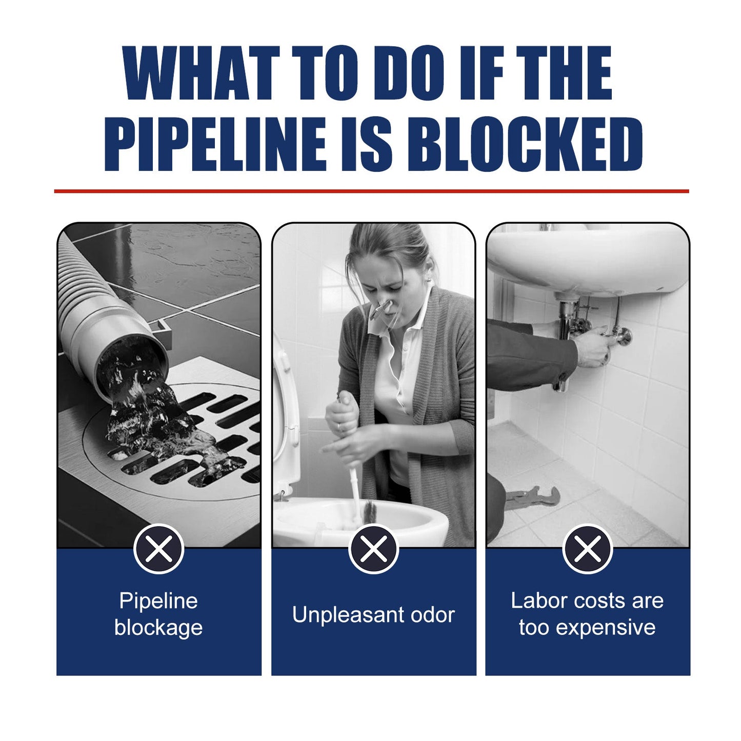 Pipe Unclog Gel, Sewer Multi-Effect Dissolving Pipe Obstruction Unblocking Agent