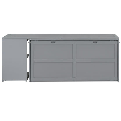 Queen Size Murphy Bed with Rotable Desk  Gray