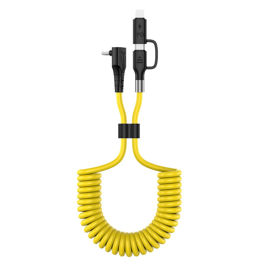 Spring car PD data cable 60w 2-in-1 elbow telescopic fast charging cable suitable for Ideal Wenjie Tesla