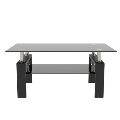 Rectangle Black Glass Coffee Table  Clear Coffee Table Modern Side Center Tables for Living Room Living Room Furniture