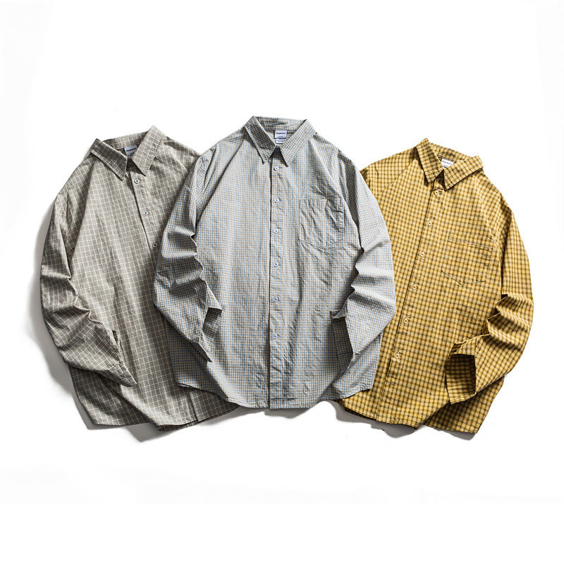 Checkered long sleeved loose casual shirt