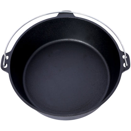 ast iron Dutch oven with lid, outdoor camping deep pot, used for camping, cooking, barbecue and leg rest,6 quarts
