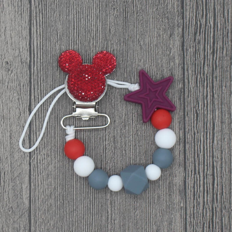 Silicone Round Beads and Star Beads Pacifier Clip Chain Strap Cute Dummy Nipple Leash Strap for Infant Toddler Baby Feeding