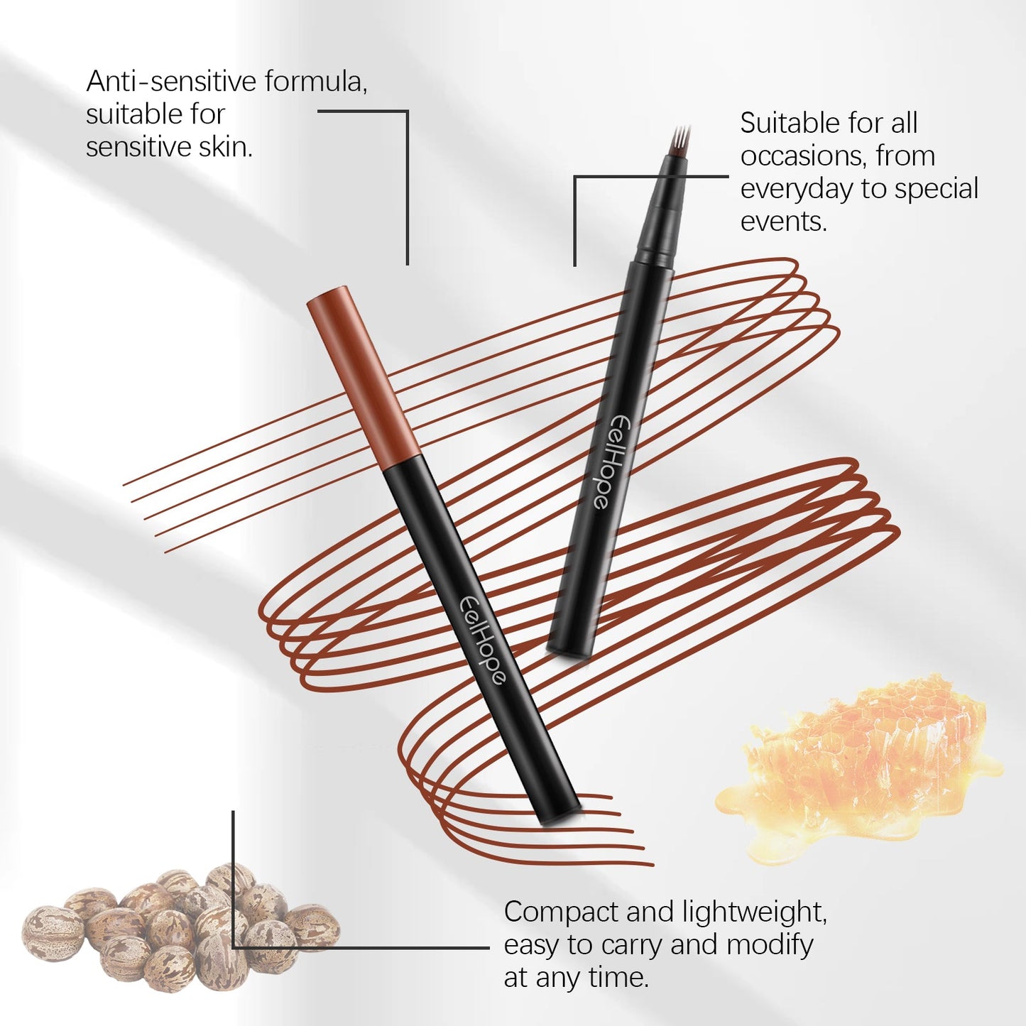 EELHOPE Four Claw Eyebrow Pencil Wild Eyebrow Embellishing Eyebrow shape delicate and easy to use non-smudging natural shaping eyebrow pencil