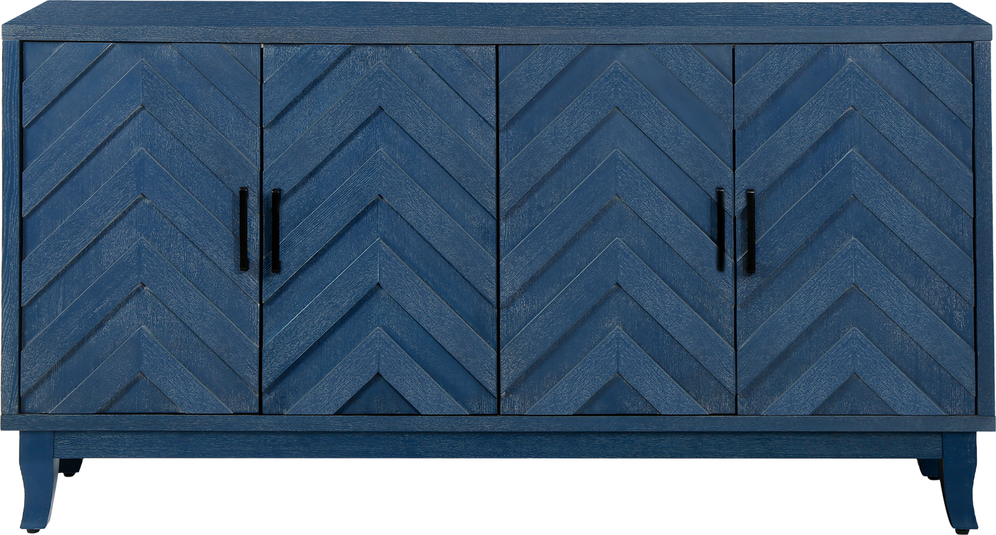 Stronger Vintage Style Buffet Cabinet Lacquered Accent Storage 4 Door Wooden