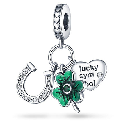 U-shaped Horseshoe Clover Wishing Tree Pendant Copper Silver Plated DIY Jewelry
