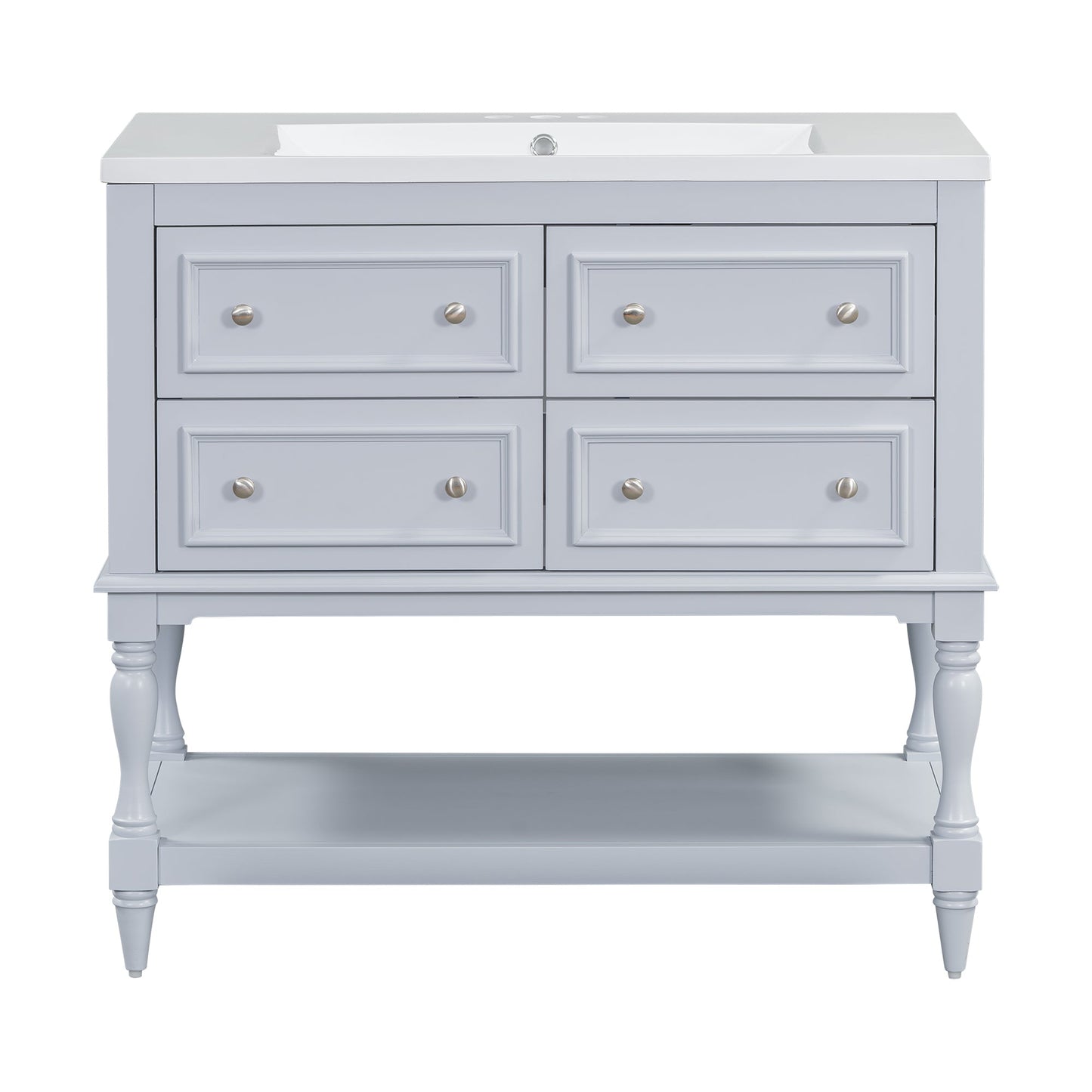 36" Bathroom Vanity Cabinet with Sink Combo Set, Undermount Resin Sink, Free Standing Vanity Set with 4 Drawers Blue