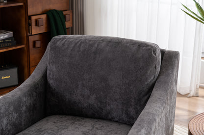 Large swivel chair, soft cushion armchair, modern chair, skin friendly gradient linen fabric, comfortable sitting gray