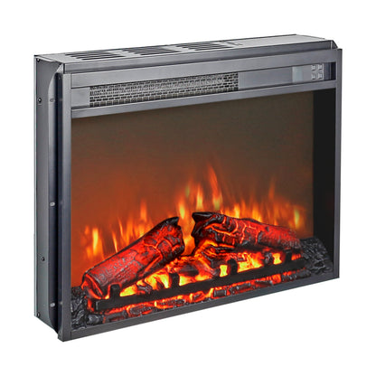 23 inch electric fireplace insert ultra thin heater with log set & realistic flame remote control