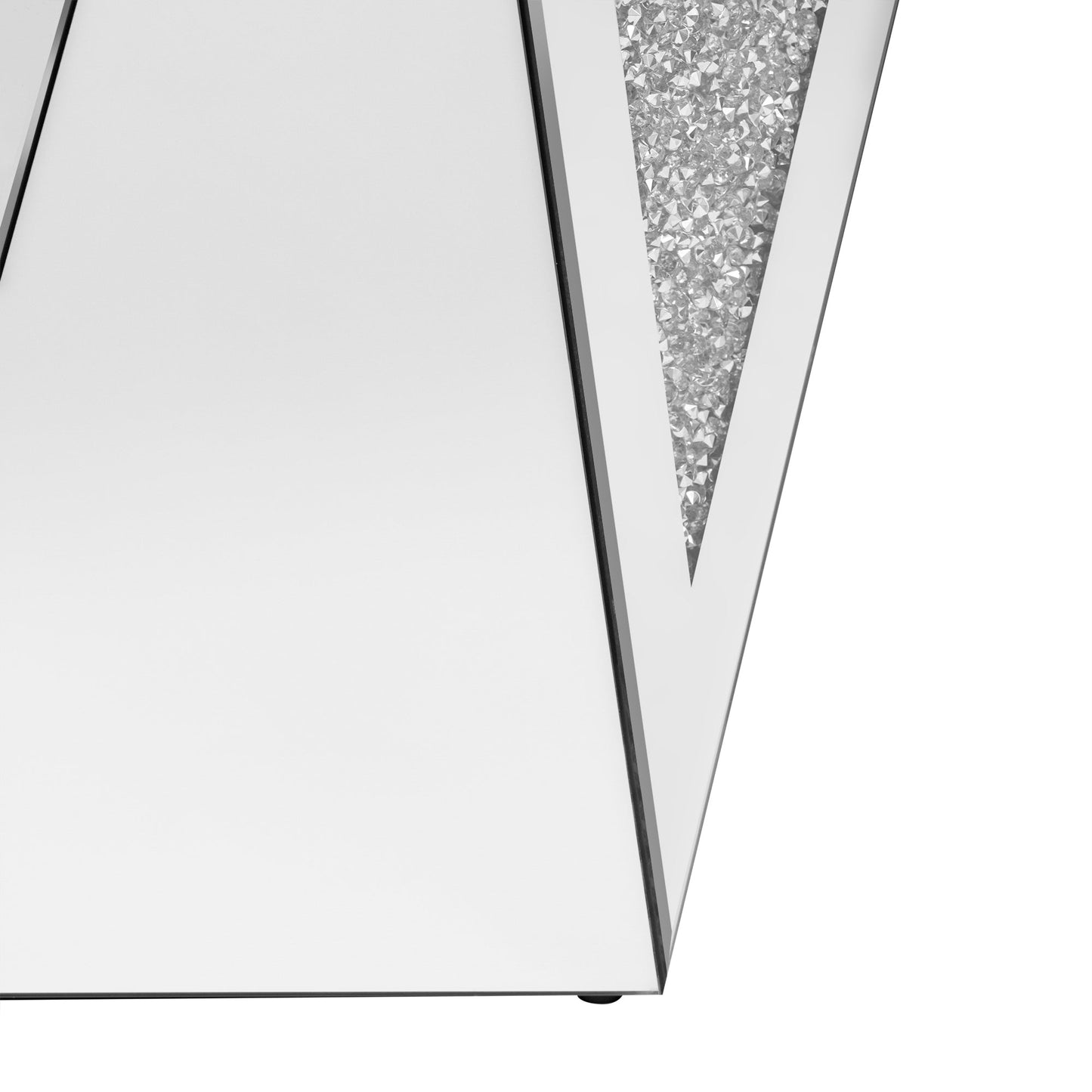U-Can 13.8'' Silver Square Mirrored End Table, Modern Side Table with Crushed Diamond for Living Room, No Assembly Required