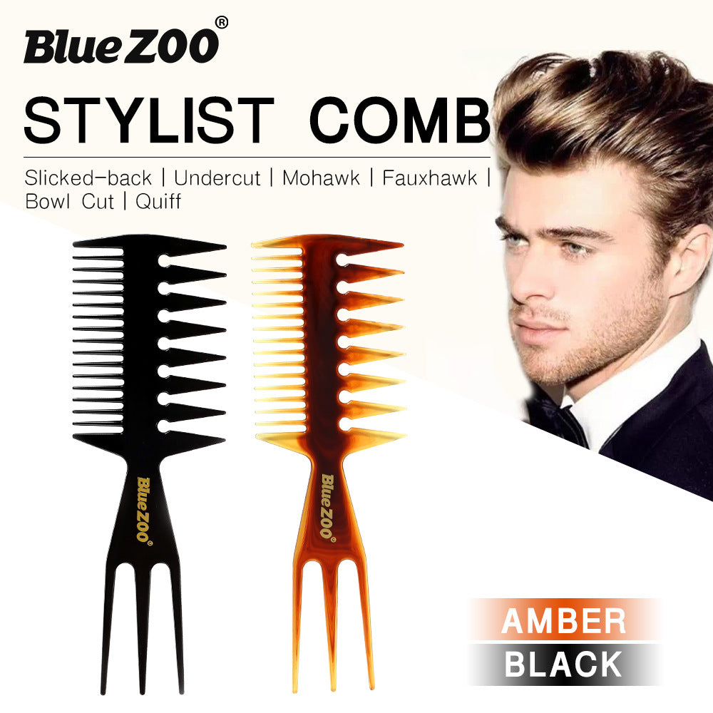 Oil Head Comb Double-Sided Fish Insert Comb Big Tooth Flat Comb Bottom Fork Comb Plate Hair Styling Comb