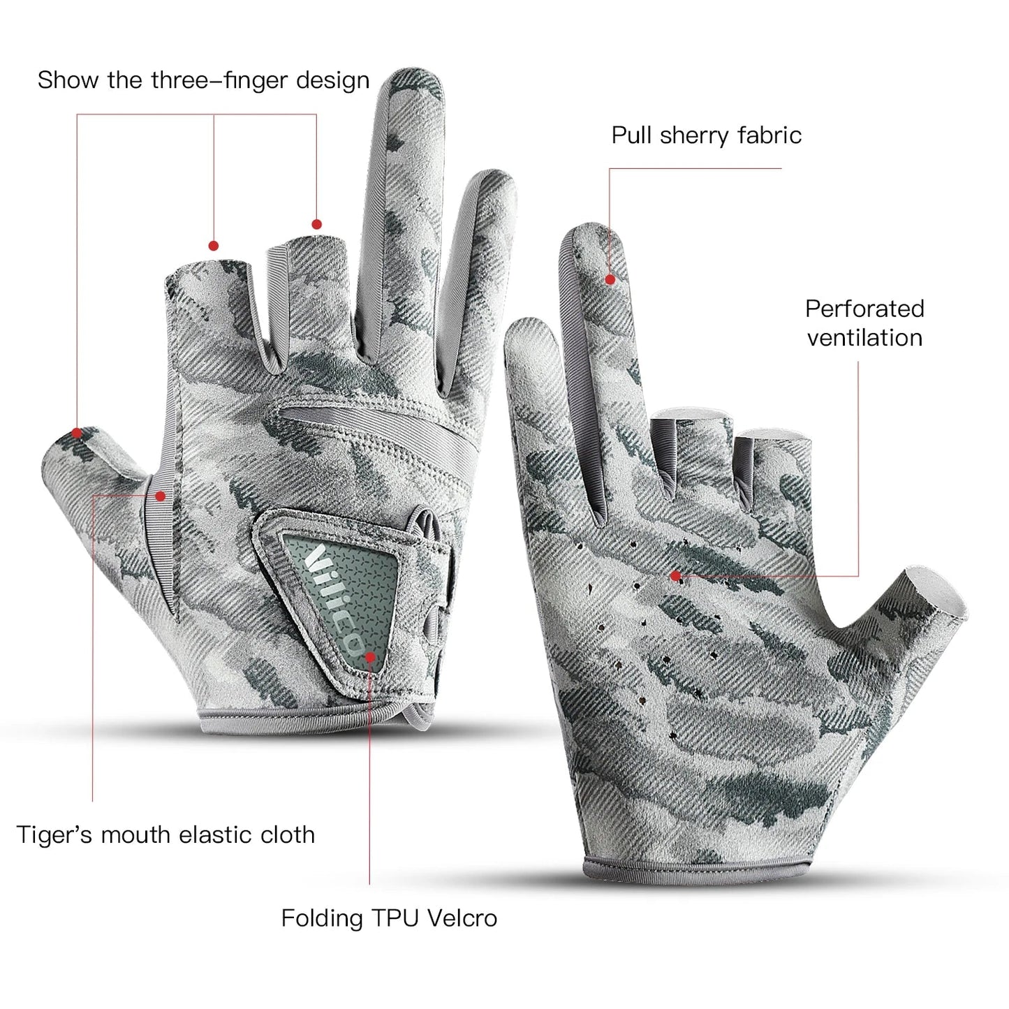 Outdoor fishing equipment - thin comfortable breathable leak proof 3-finger lure fishing gloves