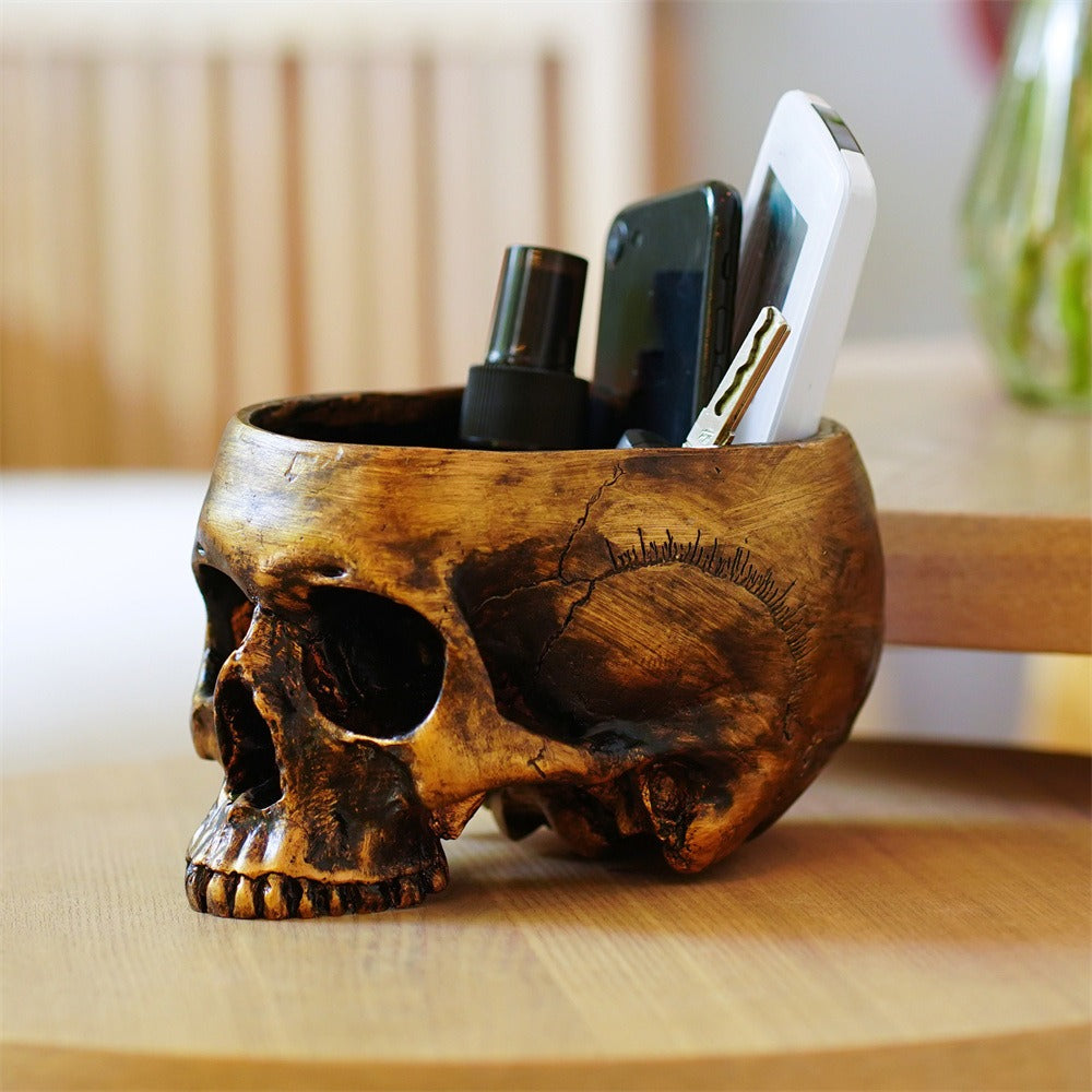 Bronze Skeleton Flower Pot Candy Storage Plate Makeup Brush