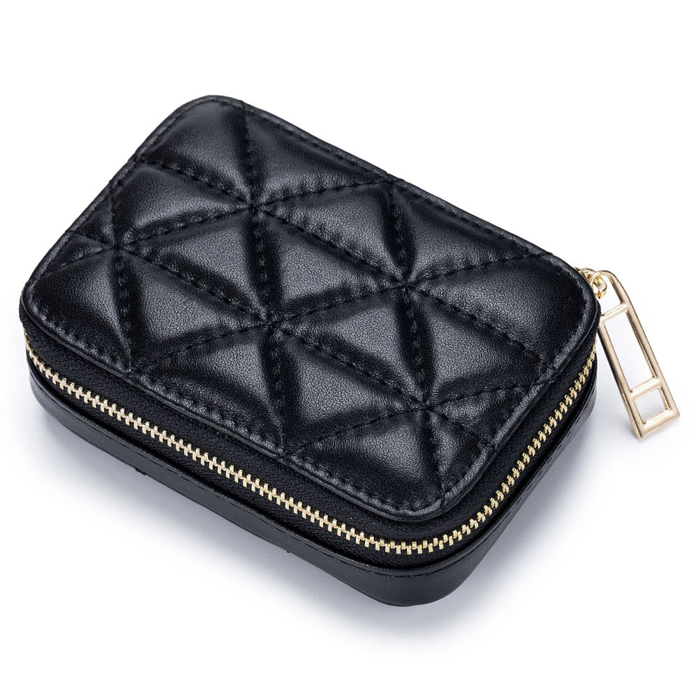 Portable Lipstick Case with Mirror Brand Design Genuine Leather Cosmetic Bag Pouch Ladies Cosmetics Organizer Pouch Box Wallet