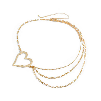 Sweet Cool Ins Exaggerated Big Love Waist Chain Female Personality Metal Thin Chain Body Chain