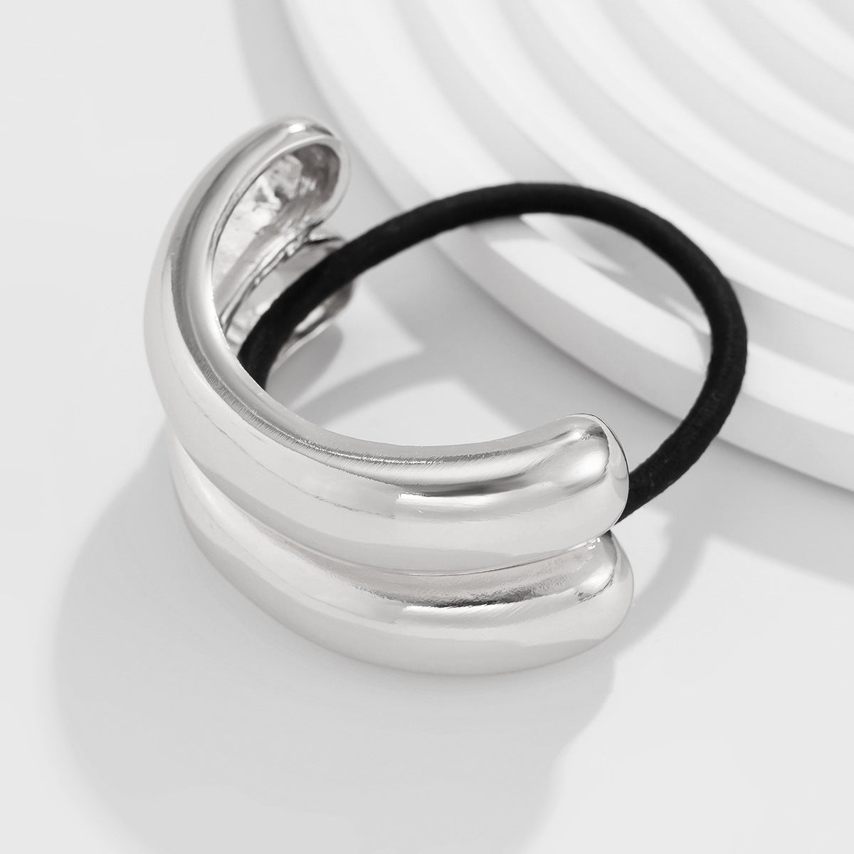 Retro double-layer curved elastic hair accessory Hairpin irregular temperament hair