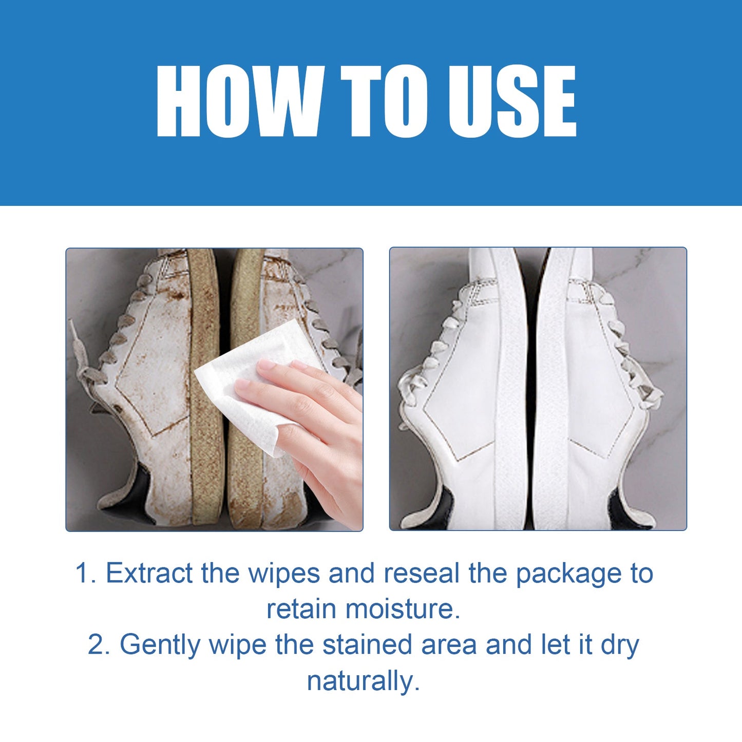 Small White Shoe Cleaning Wipes, Sports Shoes Wash Free Decontamination One Wipe White Portable Cleaning Wipes