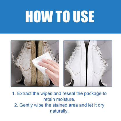 Small White Shoe Cleaning Wipes, Sports Shoes Wash Free Decontamination One Wipe White Portable Cleaning Wipes