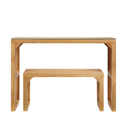 Dining Bench and Table, Pine Indoor Wood Bench for Entryway,Living Room,Kitchen and Bedroom Table (Nature, Long Bench & Table)