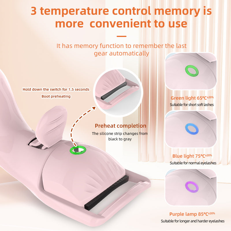 Electric eyelash curler three temperature rechargeable eyelash curler portable compact heating eyelash curler