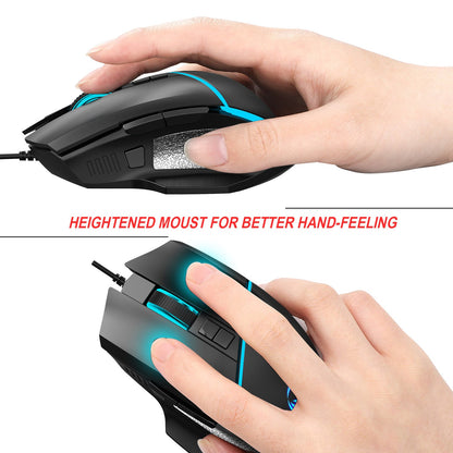 A876 wired mouse with colorful synchronized lighting, 6400dpi adjustable lighting, can turn off gaming mouse