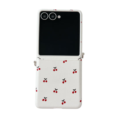 White Background Korean Style Cherry Phone Case for Samsung Z Flip 7/5/6/4 Foldable Protective Shell Compatible with Oppo and Huawei