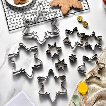Christmas snowflake biscuit mold stainless steel snowflake three-dimensional biscuit mold biscuit cut into 10 pieces set