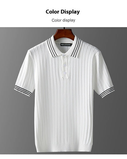 Men's Ice Silk Short Sleeve Lapel Polo Sweater
