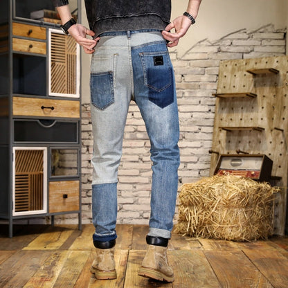 Men's Hole Patch Contrast Slim Fit Jeans