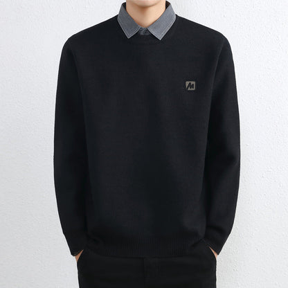 Simple Fake Two Pieces Sweaters Men