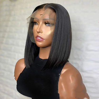 Short Bone Straight 13x4 Transparent Lace Front Wig